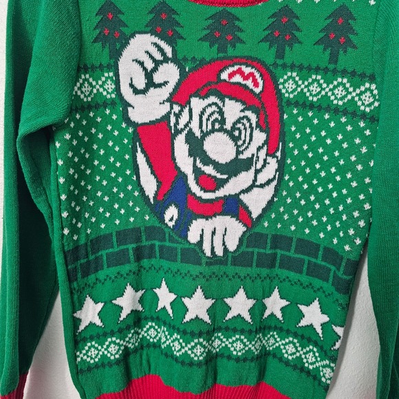 Super Mario Boys Ugly Christmas Sweater Size Large - Picture 2 of 4